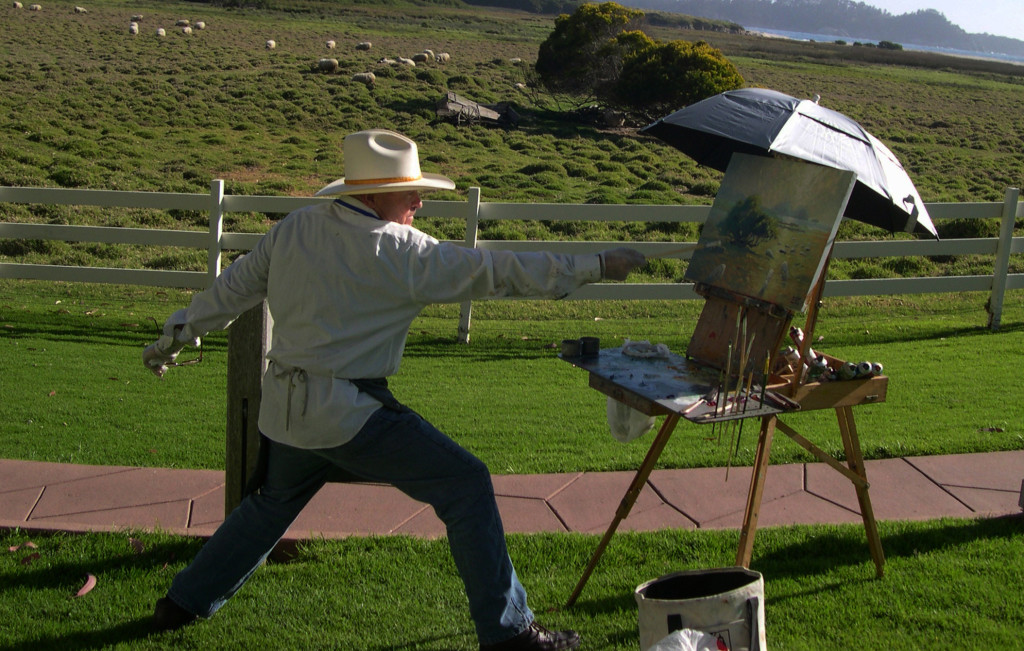 Robert Lewis painting at the Mission Ranc