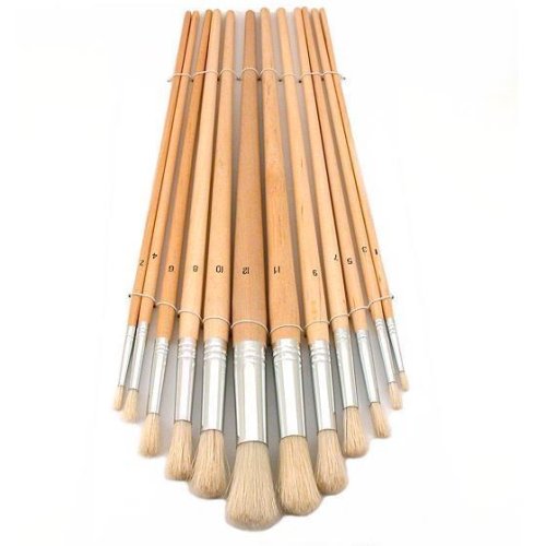 12 Round Tip Paint Brushes Oil Acrylic Painting Craft