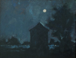 A plein air nocturne called "Full Moon over Waterhole Cove"