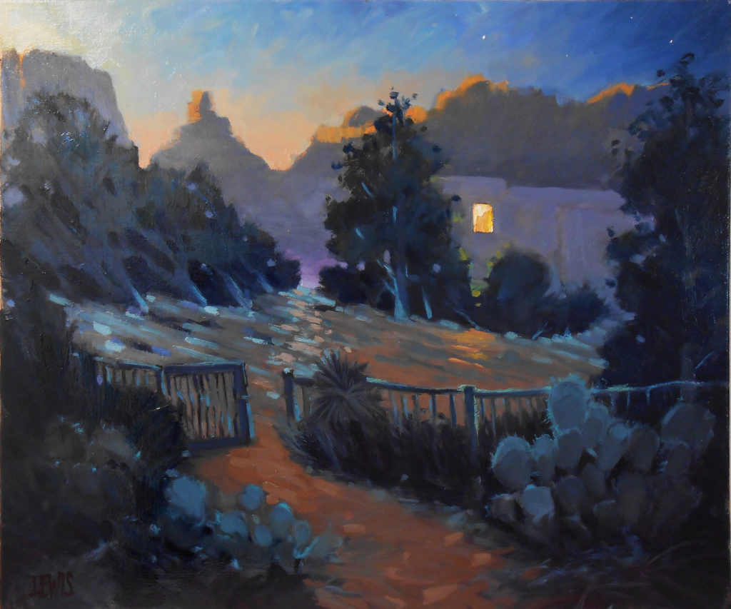 A plein air painting done over multiple days called "Early Morning Coffee".