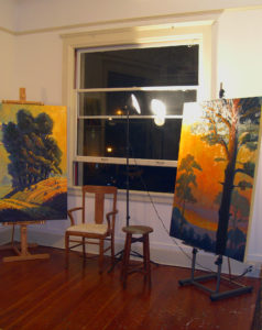 Studio with large format paintings painted from plein air pieces